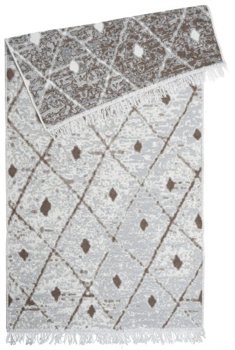 Dywan Kilim GOLD z Frędzlami Romby Brązowy 80x150
