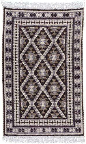 Dywan Kilim z Frędzlami Ramka Brązowy 70x140