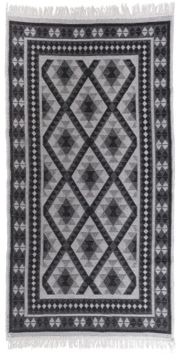 Dywan Kilim z Frędzlami Ramka Antracytowy 70x140