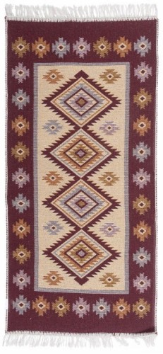 Dywan Kilim z Frędzlami Śliwka Romby 60x120