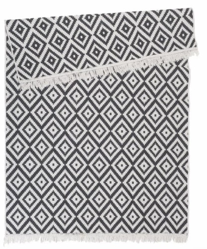 Dywan Kilim GOLD z Frędzlami Romby Biało-Czarny 60x120