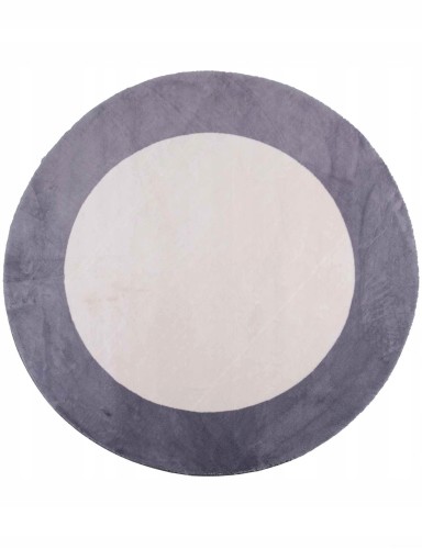 Dywan Nowoczesny Miękki Pluszowy 160 cm Koło Okrągły Beż Shaggy Antracyt