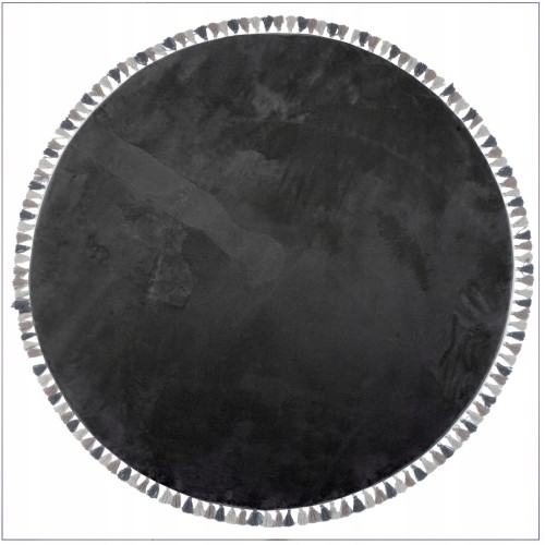 Dywan Nowoczesny Miękki Pluszowy Koło 120 cm Okrągły Antracyt Futrzany