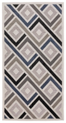 Dywan na taras lub balkon Shift romby szaro-granatowy 80x150cm
