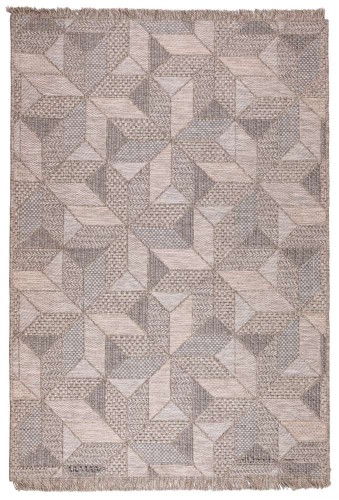 Dywan tarasowy Oria geometria szaro-beżowy 70x140cm kompaktowy