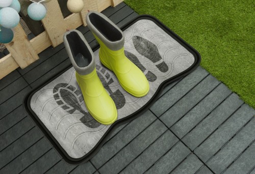 Ociekacz na buty z nadrukiem Footprint Szary 38x75 cm
