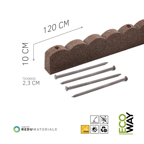 Obrzeże ogrodowe Scalloped 120x5x10cm Brąz