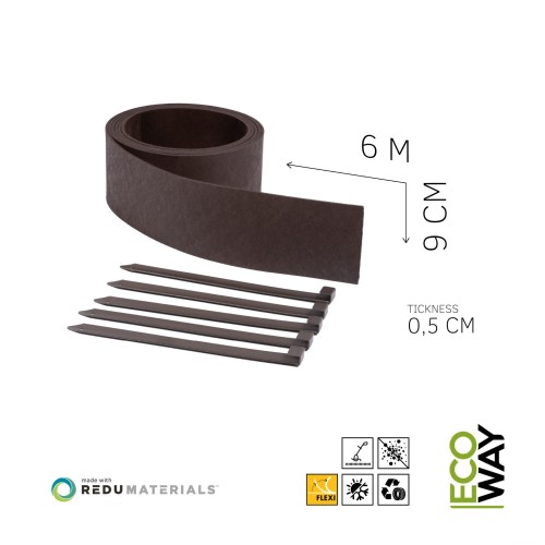 Obrzeże ogrodowe Thinline 600x0,5x9cm Brąz