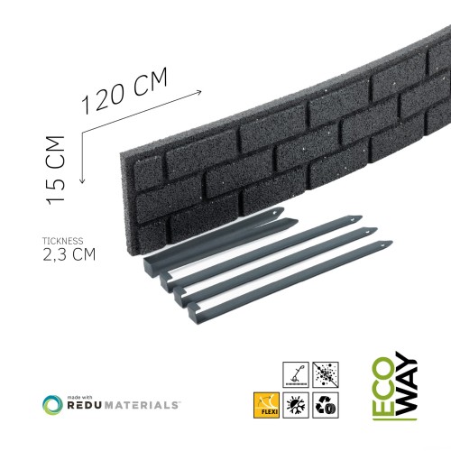 Obrzeże ogrodowe Bricks 120x2x15cm Szary