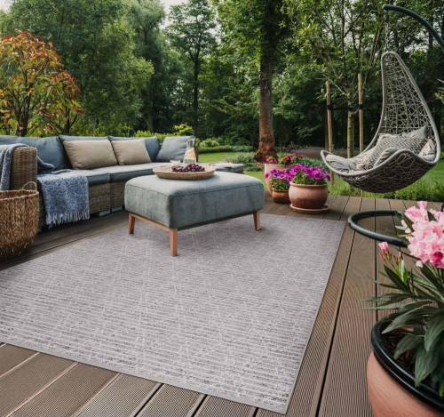 Dywan na wymiar zewnętrzny jasno szare romby Ottowa Diamond White-Gray szer. 4,8m