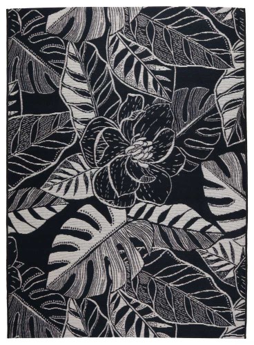 Dywan zewnętrzny Jungle monstera biało-czarny 120x170cm