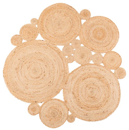 Dywan jutowy okrągły patchwork beżowy 140cm mozaika