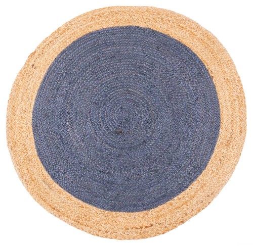 Dywan jutowy okrągły bordiura szaro-czarny 100cm