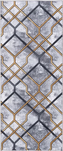 Chodnik Vision geometria szaro-złota 80x200cm